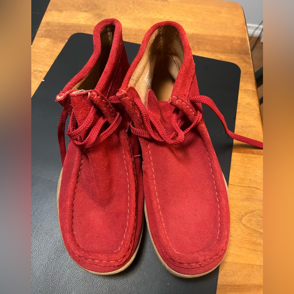 Roots Red Ankle Booties with Suede Finish